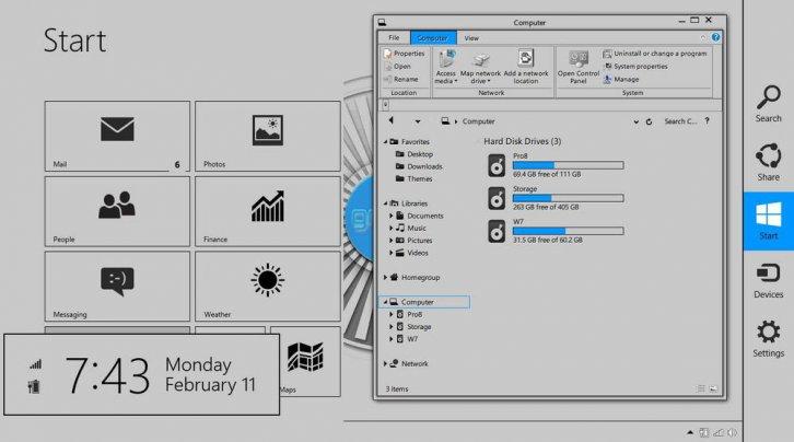Gray 8 Light - Темы для windows 8