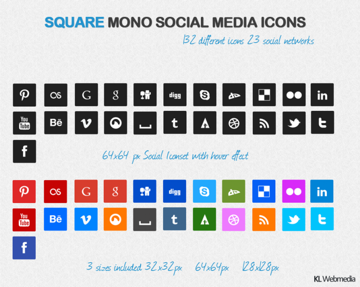 Square Social Media Icons by KL-Webmedia - Иконки для Windows