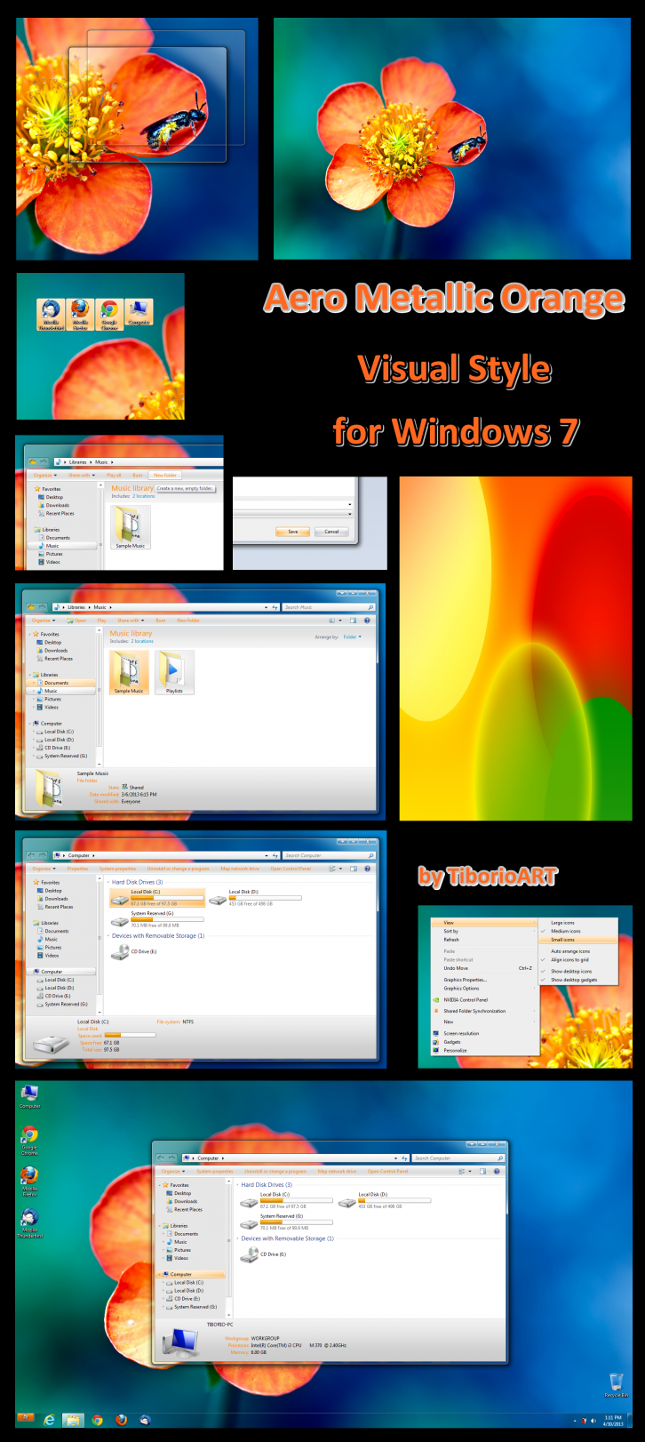 Aero Metallic Orange for Windows 7 - Темы для Windows 7