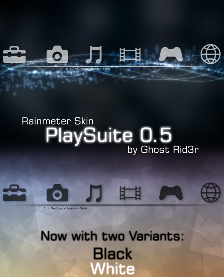 PlaySuite 0.5 Black and White - Rainmeter Скины Темы