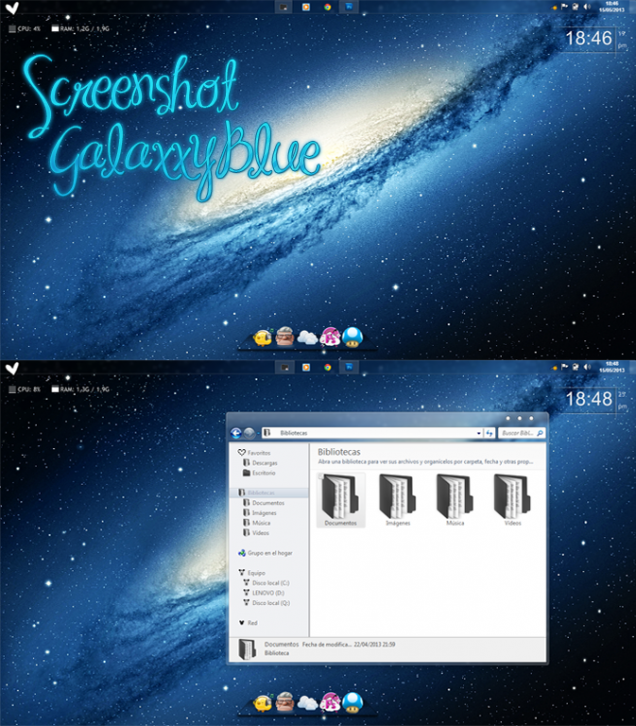 Screenshot GalaxxyBlue - Темы WindowBlinds