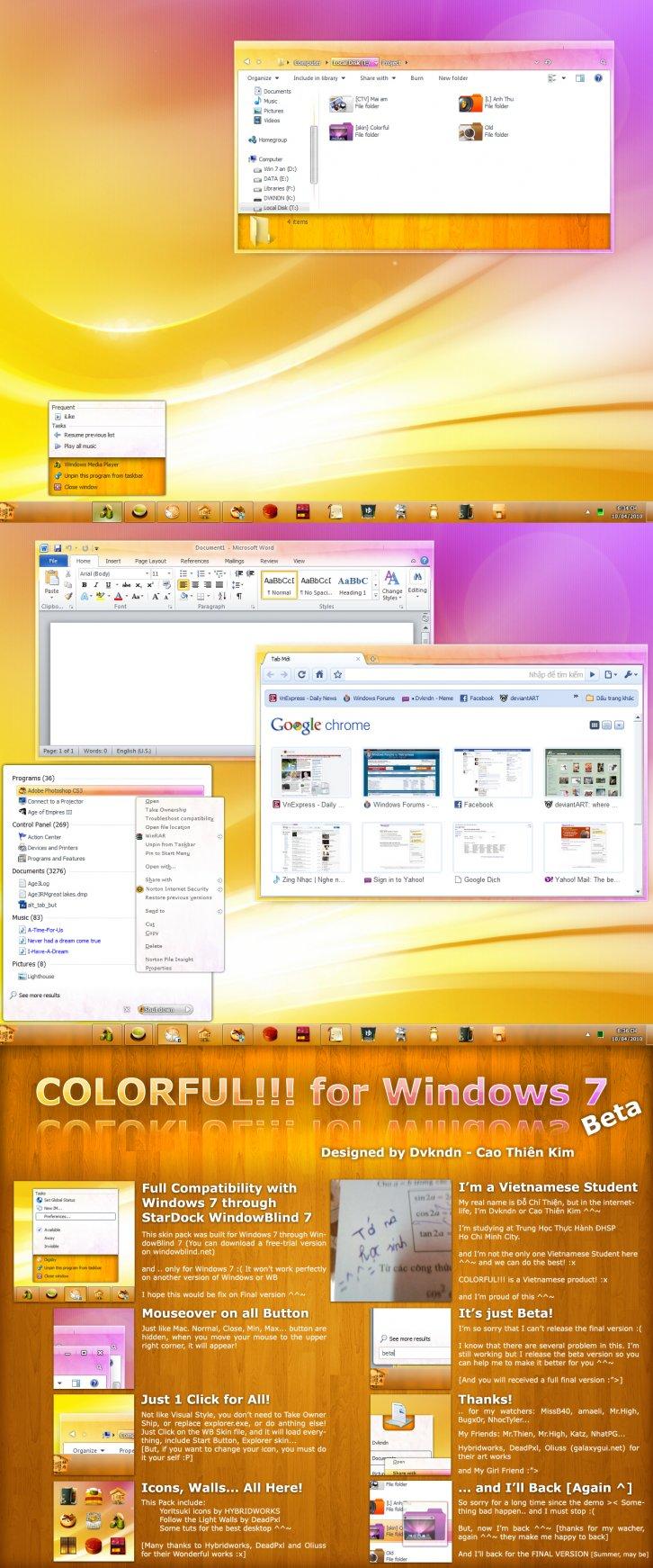 COLORFUL for Win7 beta2 - Темы WindowBlinds