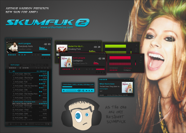 SKUMFUK2  (Темный скин для Aimp 3.5) - AIMP Скины Обложки