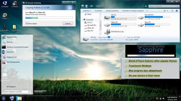 Sapphire - Темы для Windows 7