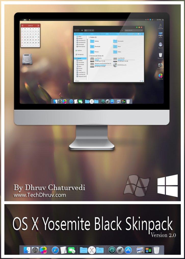 Mac OS X Yosemite Black Skinpack For Win 7/8/8.1 - Темы для windows 8