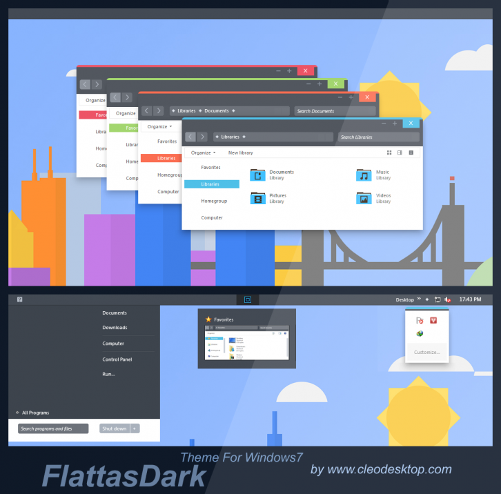 FlattasDark Theme - Темы для Windows 7