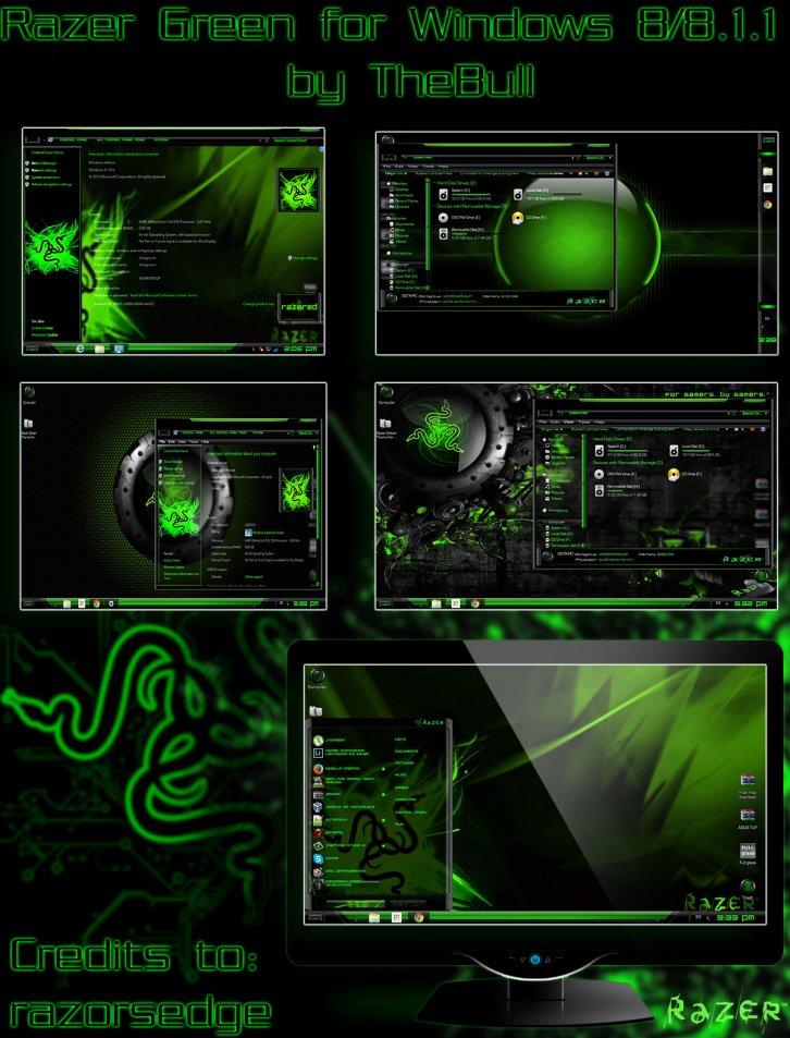 Razer Green Winows - Темы для windows 8