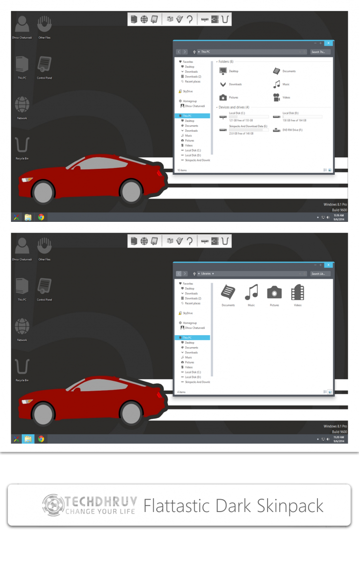 Flattastic Dark Skinpack - Темы для windows 8