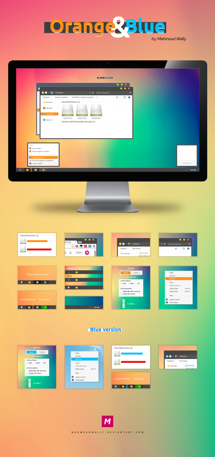 Orange and Blue - Темы для Windows 7