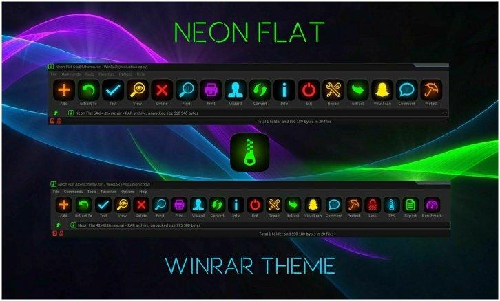 Neon Flat WinRAR - WinRAR Скины Темы