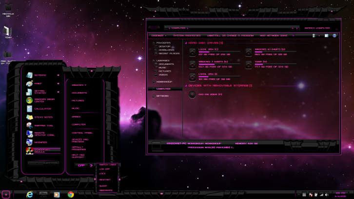 Windows 7 theme Pink Dark Glass - Темы для Windows 7