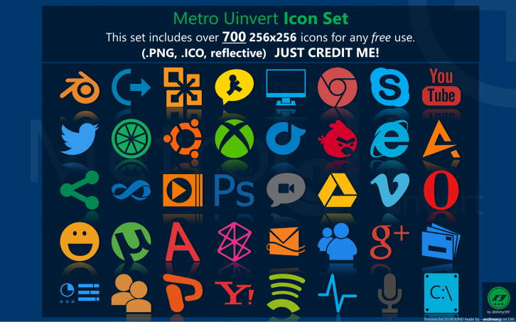 Metro Uinvert Dock Icon Set - Иконки для Windows