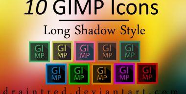 10 GIMP Icons in Long Shadow Style