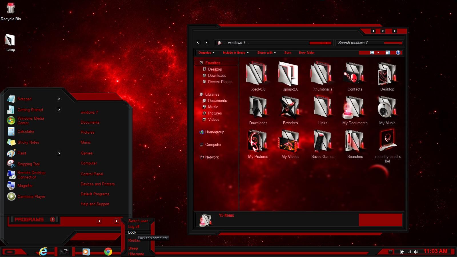 Windows 7 theme Red Line glass - тема для windows 7