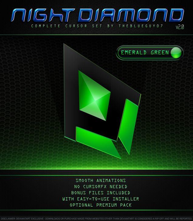 Night Diamond v2.0 | Emerald Green - Курсоры для Windows