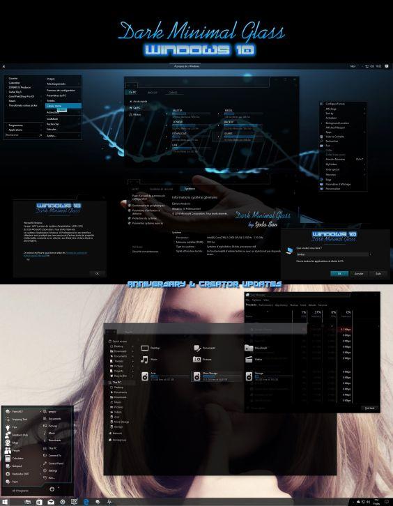 Dark Minimal Glass - Темы для windows 10