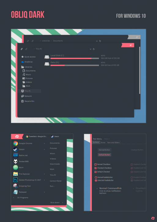 OBLIQ DARK VS 10 - Темы для windows 10