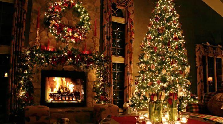 Christmas-Tree-and-Fireplace - Живые обои Зима