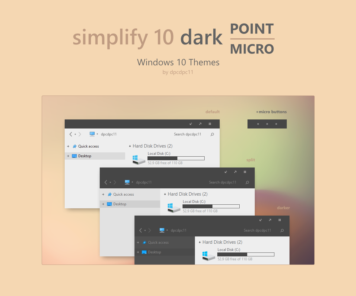 Simplify 10 Dark. Контрастная тема виндовс. Дарк поинт. Micro for Windows.