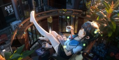 Anime School Girl Chilling With Coffee 4K