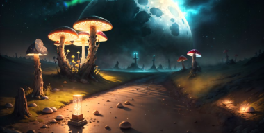 Mystical glows mushrooms