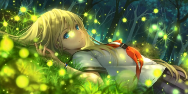 Anime girl grass animated wallpaper