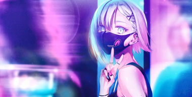 Anime Girl Face Mask Neon