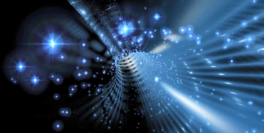 Пространственный туннель с голубыми вспышками