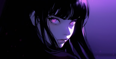 Девушка из аниме с фиолетовыми глазами