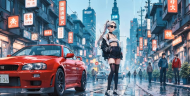 Девушка из аниме и Skyline R34