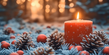 Рождественские свечи с сосновыми шишками