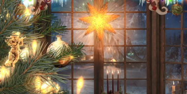 Рождественский декор на окне