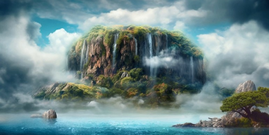 Остров с водопадом