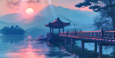 Беседка адзумайя на закате