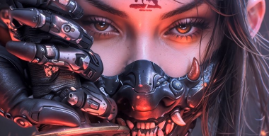 Девушка в маске Cyber Oni