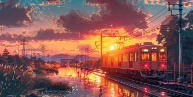 Железнодорожная станция в сумерках