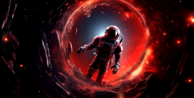 Астронавт в красной туманности