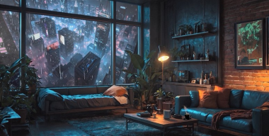 Уютная ночь в футуристическом городе