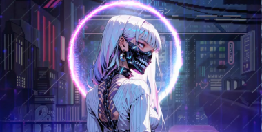 Девушка в маске в стиле киберпанк