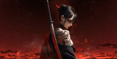 Девушка-самурай в стиле фэнтези